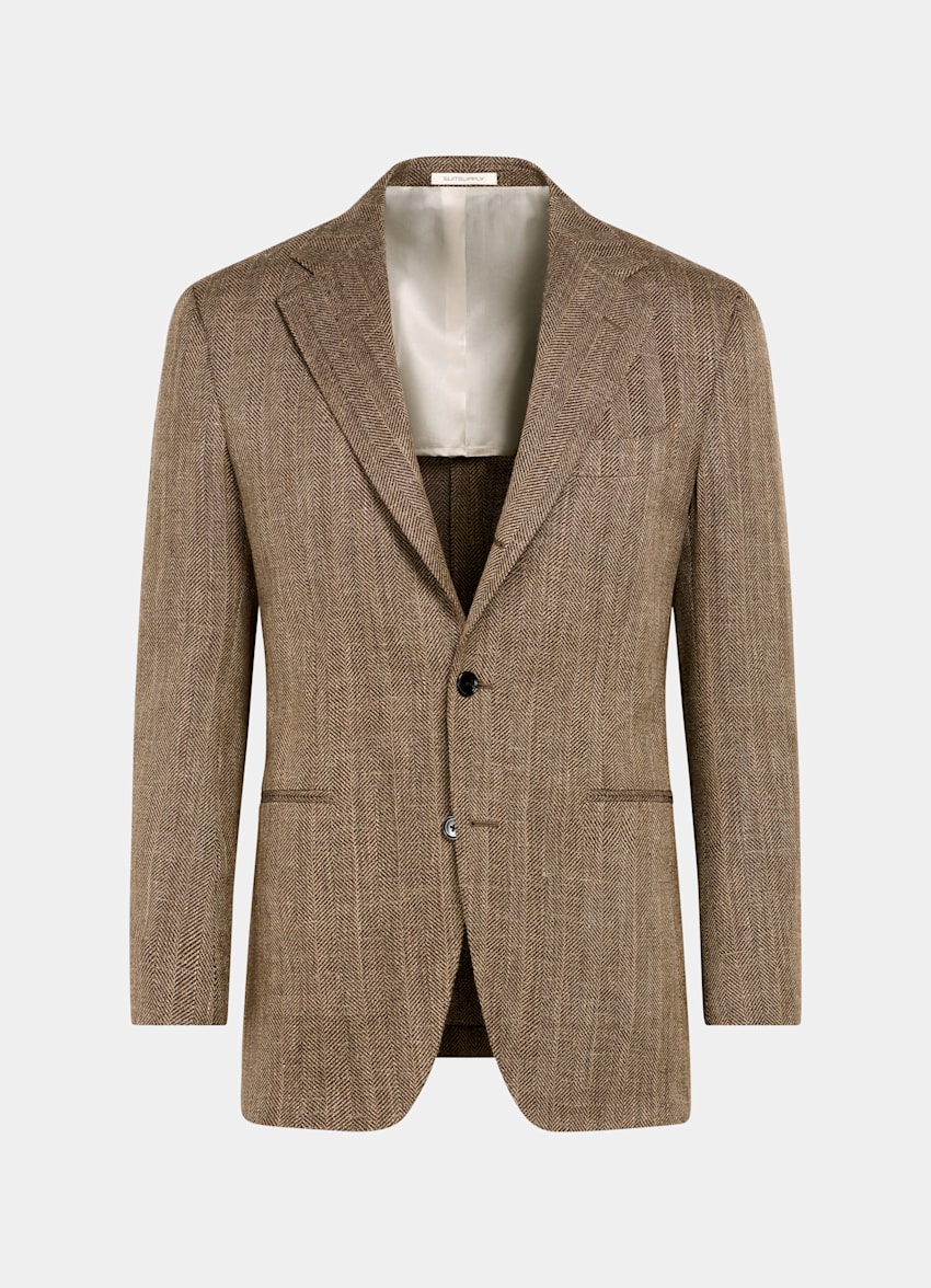 SUITSUPPLY Winter Wool Alpaca Linen by Ferla, Italy Mid Brown Relaxed Fit Roma Blazer