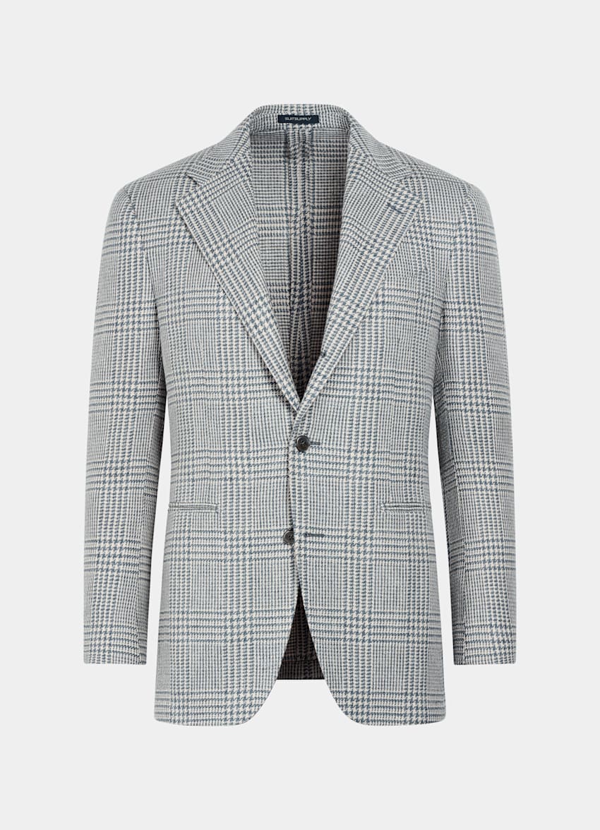 SUITSUPPLY Winter Wool Alpaca Silk by Ferla, Italy Mid Blue Relaxed Fit Roma Blazer