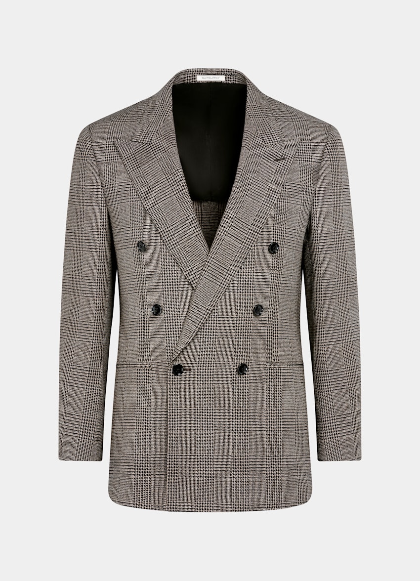 SUITSUPPLY Invierno Pura lana de Rogna, Italia Blazer Roma marr&oacute;n intermedio a cuadros corte Relaxed