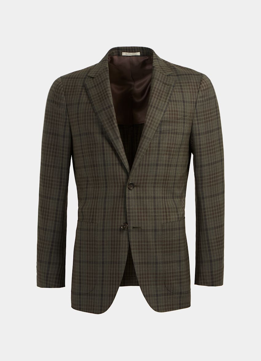 Mid Green Check Havana Jacket | Pure Wool S130's Single Breasted ...
