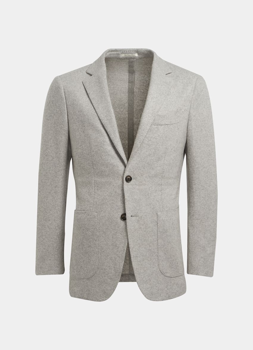 Light Grey Havana Jacket | Knitted Pure Cashmere Single Breasted ...