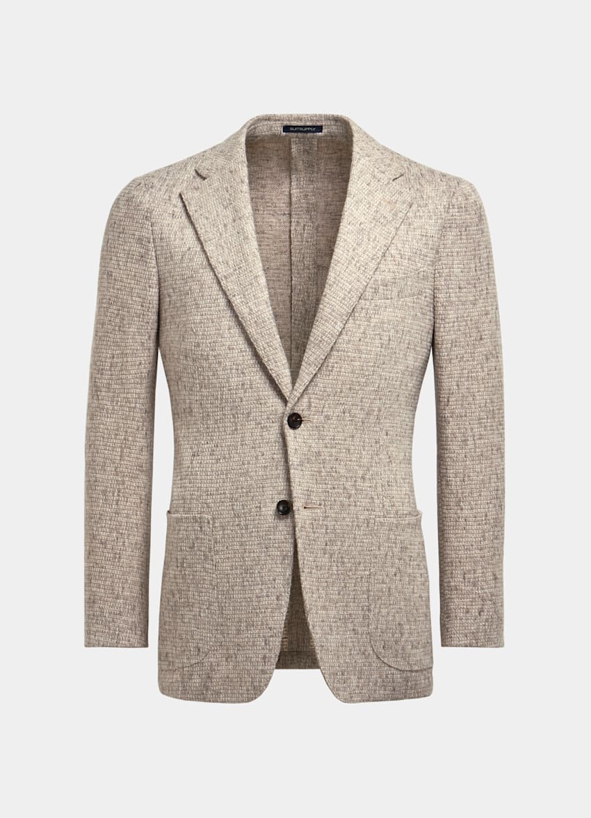 SUITSUPPLY 意大利 Ferla 生产的Giro Inglese 织纹面料 Lazio 浅棕色西装外套