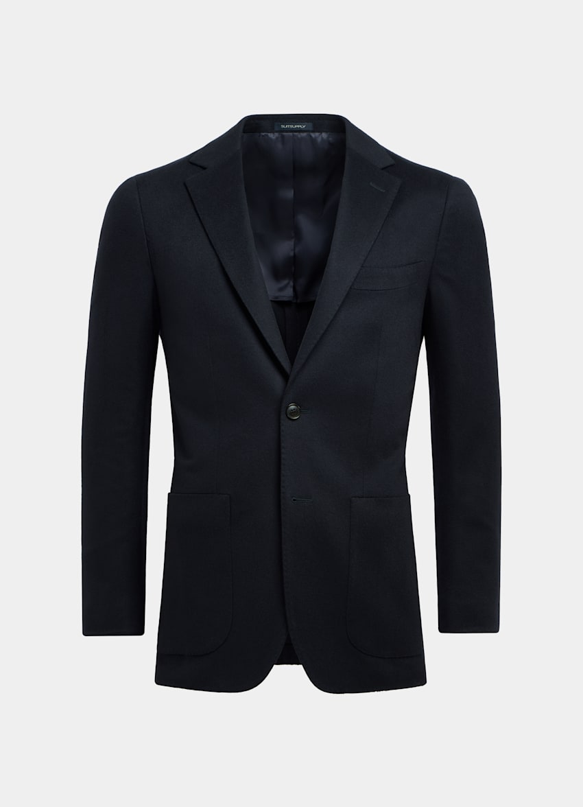 SUITSUPPLY Pure Cashmere by Rogna, Italy Navy Tailored Fit Havana Blazer