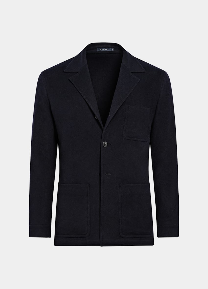 SUITSUPPLY Winter Pure Wool Navy Relaxed Fit Shirt-Jacket