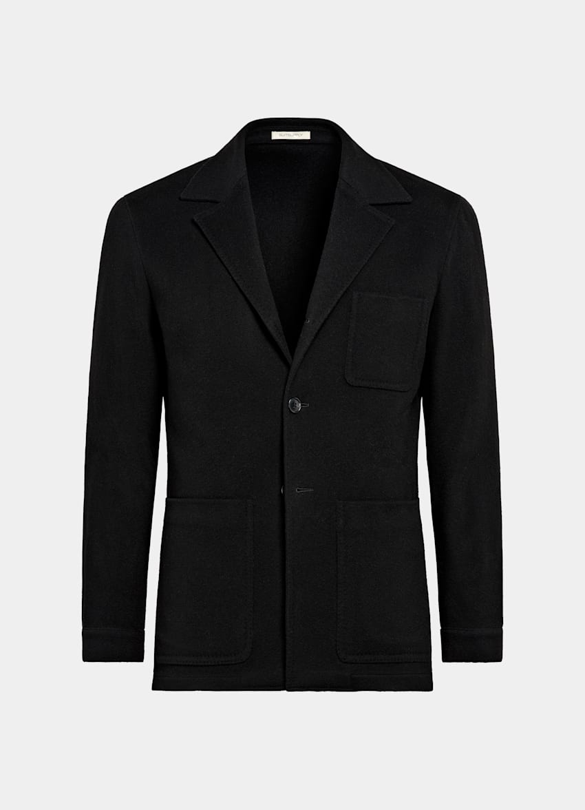 SUITSUPPLY Winter Pure Wool Black Relaxed Fit Shirt-Jacket