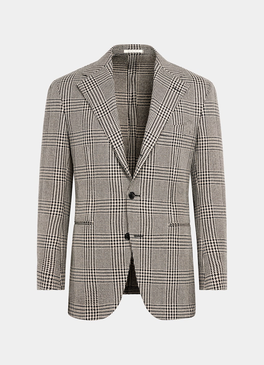 SUITSUPPLY Winter Wool Alpaca Silk by Ferla, Italy Black Checked Relaxed Fit Roma Blazer