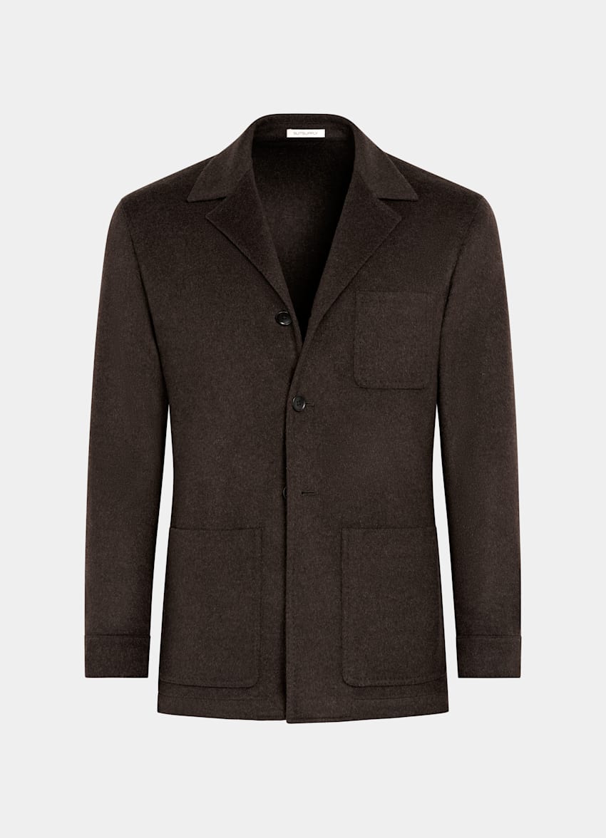 Dark Brown Relaxed Fit Shirt-Jacket in Pure Wool | SUITSUPPLY