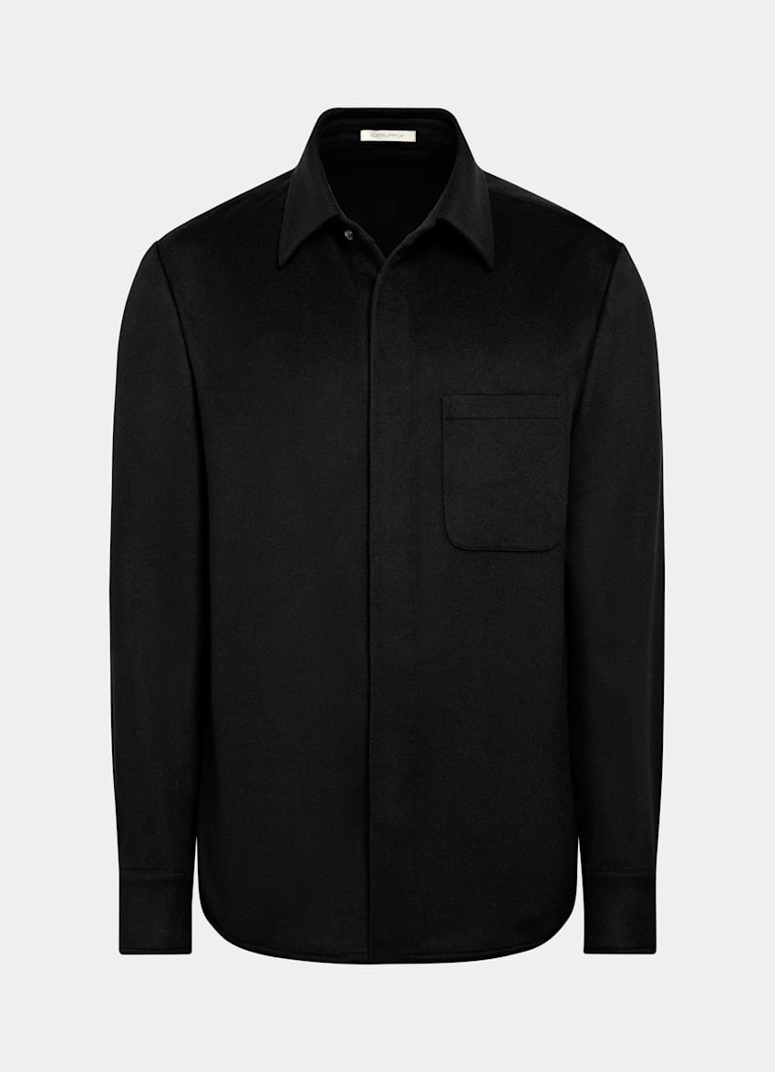 SUITSUPPLY Inverno Puro cashmere - Colombo, Italia Overshirt nera relaxed fit