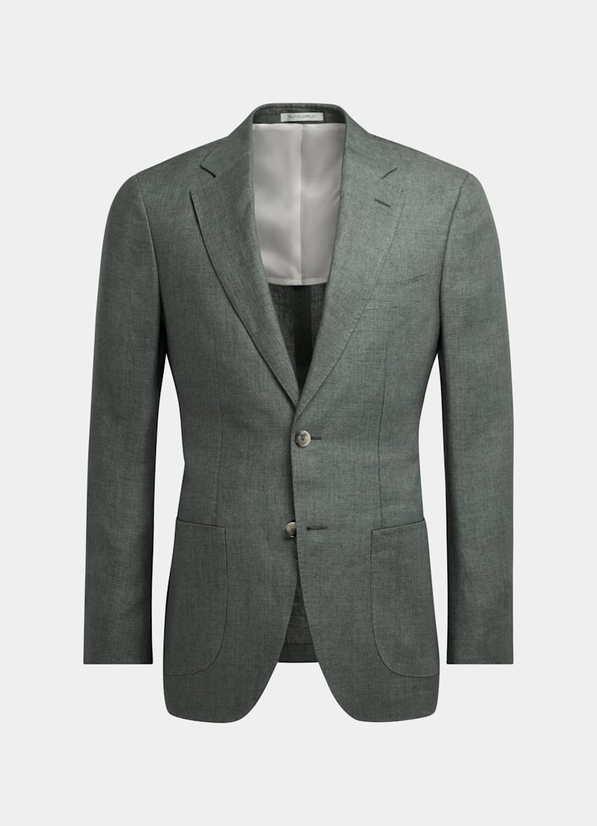 SUITSUPPLY Pure Linen by Solbiati, Italy Mid Green Havana Suit