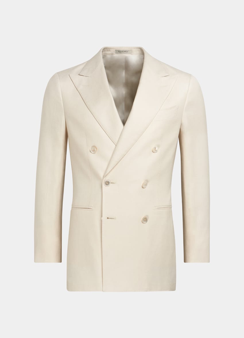 SUITSUPPLY Cotton Silk by E.Thomas, Italy Off-White Havana Dinner Jacket