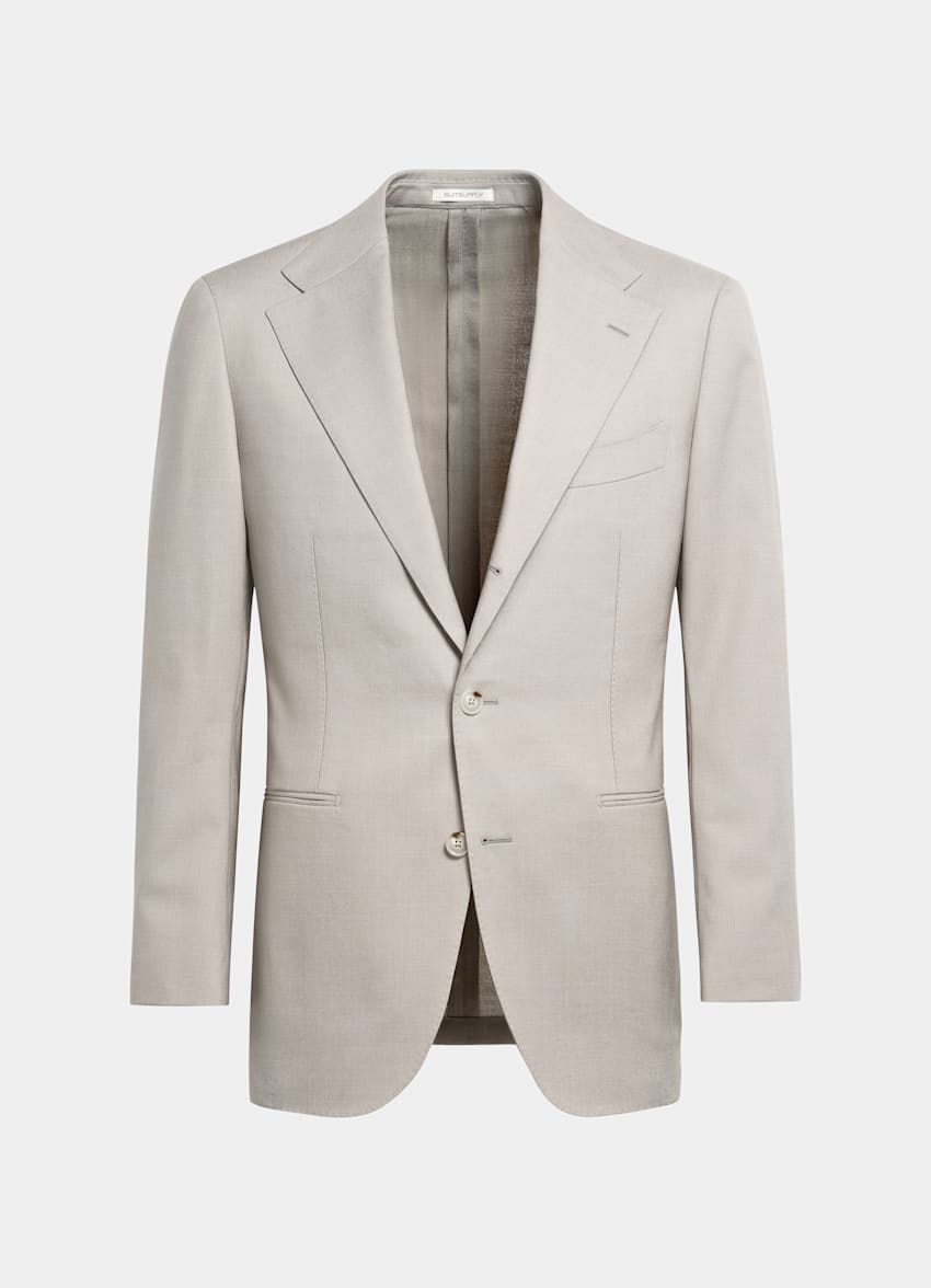 SUITSUPPLY Pure 4-Ply Traveller Wool by Rogna, Italy Light Taupe Roma Blazer