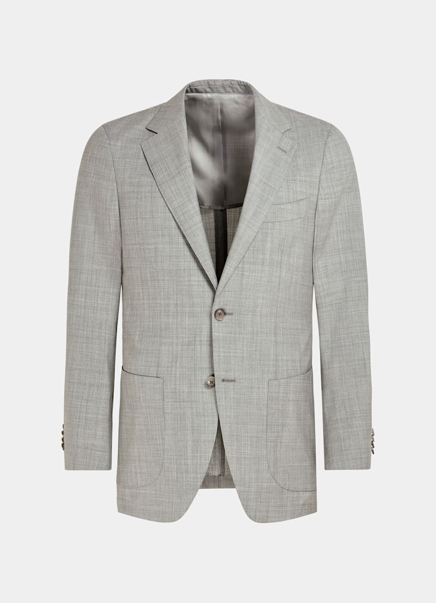 SUITSUPPLY Pure S120's Tropical Wool by Vitale Barberis Canonico, Italy Light Grey Havana Suit Jacket