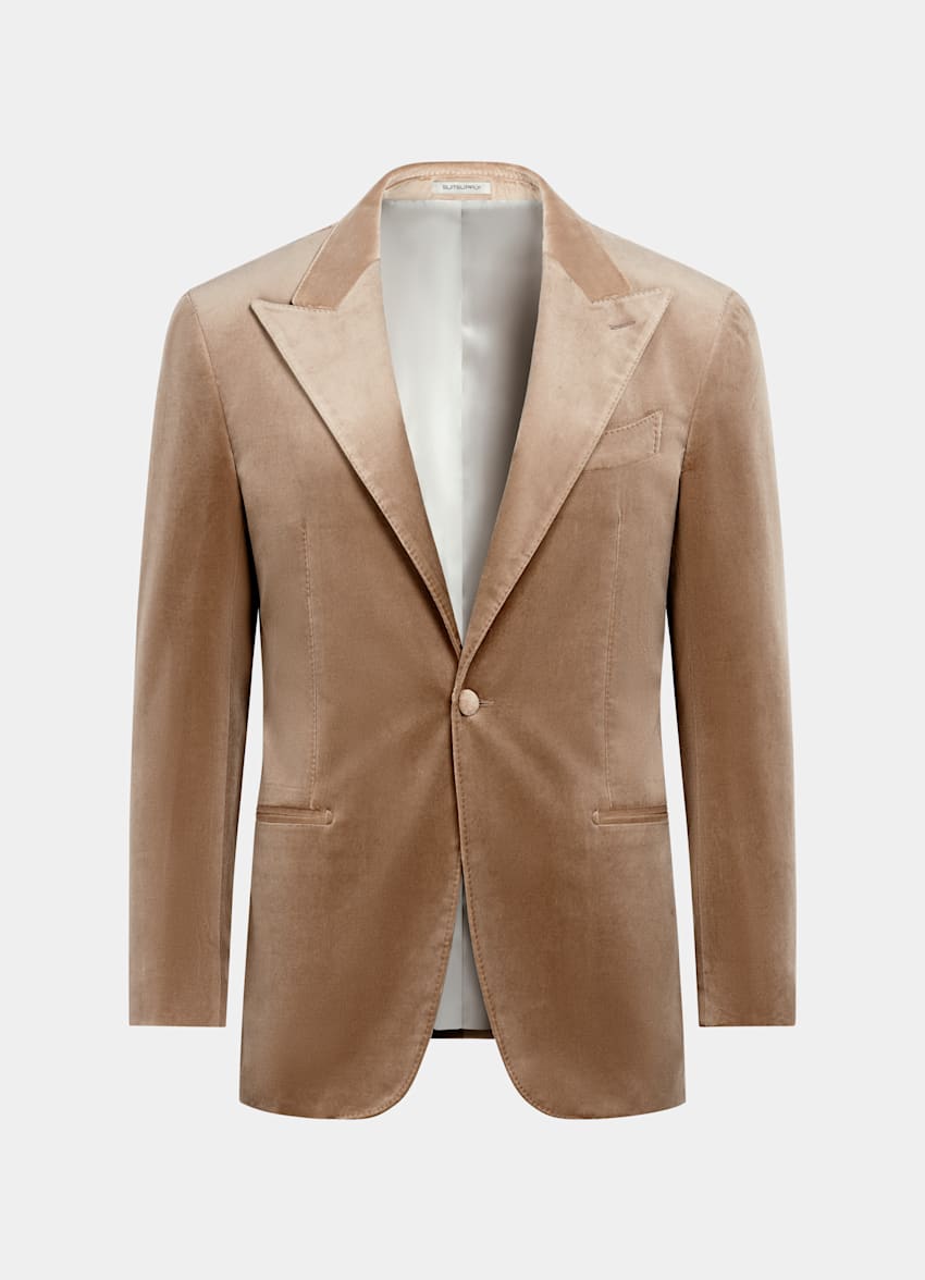 SUITSUPPLY Hiver Velours de coton stretch par Pontoglio, Italie Veste de smoking Havana coupe Tailored marron moyen