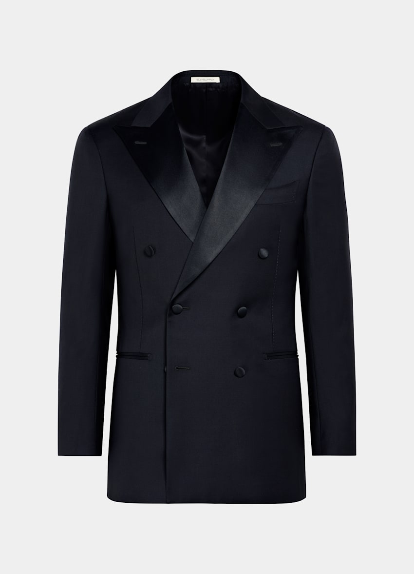 SUITSUPPLY All Season Pure S110's Wool by Vitale Barberis Canonico, Italy Navy Tailored Fit Havana Dinner Jacket