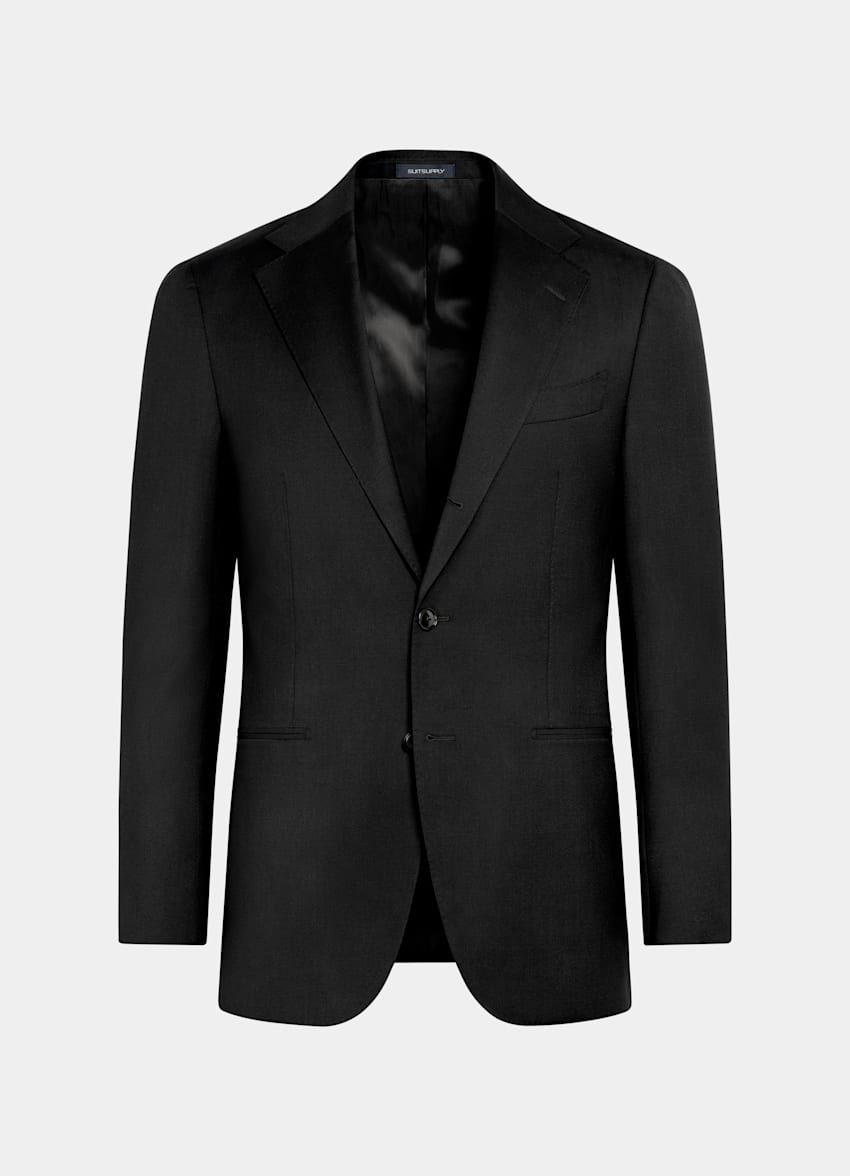 SUITSUPPLY All Season Pure Wool by Reda, Italy Black Perennial Tailored Fit Havana Suit Jacket