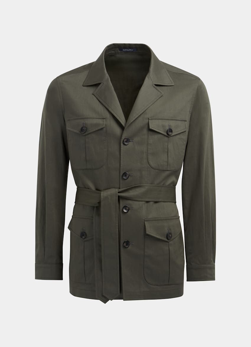 Green Belted Safari Jacket | Cotton Linen Single Breasted | Suitsupply ...