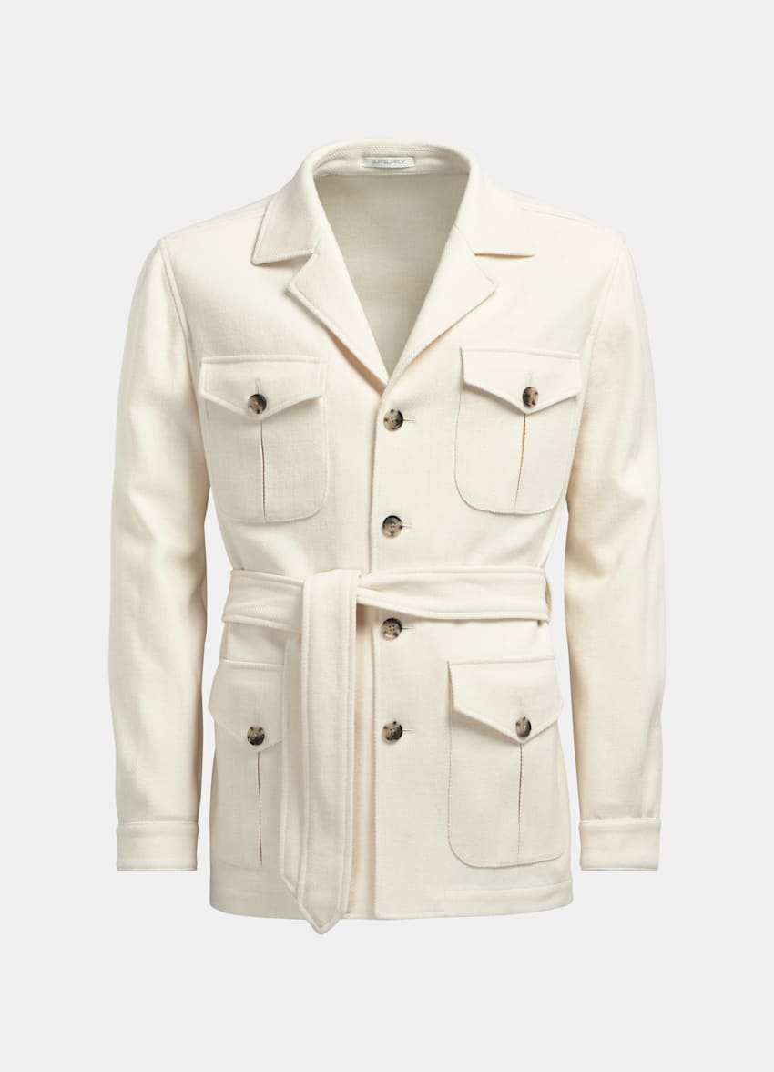 Off-White Herringbone Belted Safari 