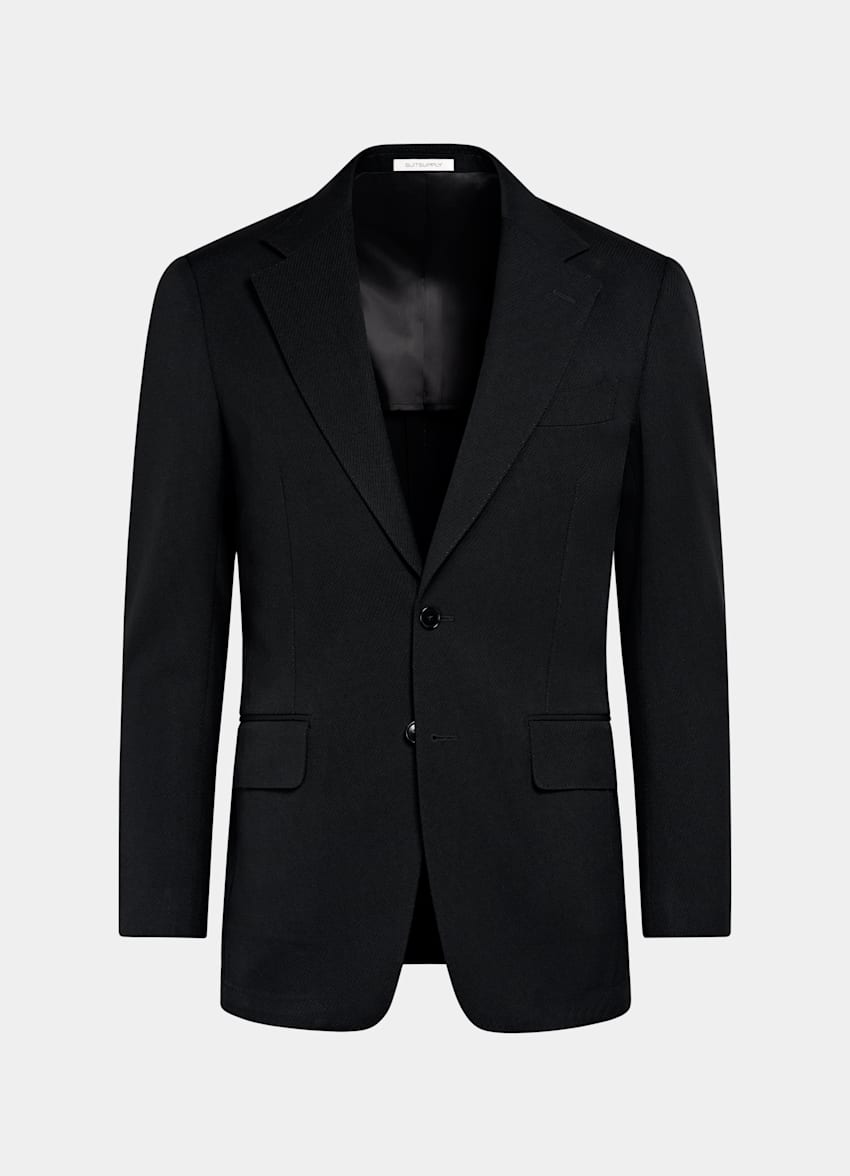 SUITSUPPLY All Season Lana de 4 cabos sin arrugas de Rogna, Italia Blazer de traje Milano negro corte Tailored