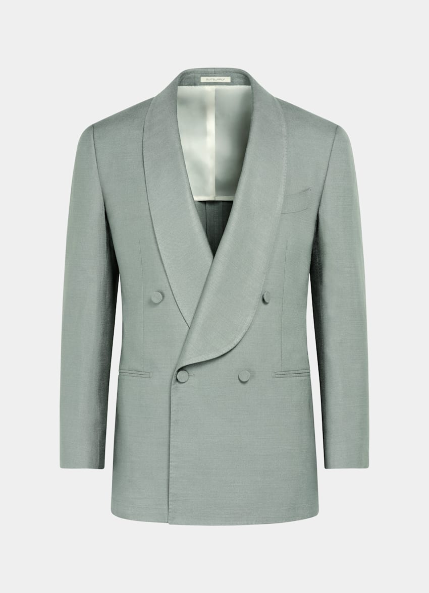 SUITSUPPLY All Season Pure Silk par Lanificio Ermenegildo Zegna, Italie Mid Green Tailored Fit Milano Dinner Jacket