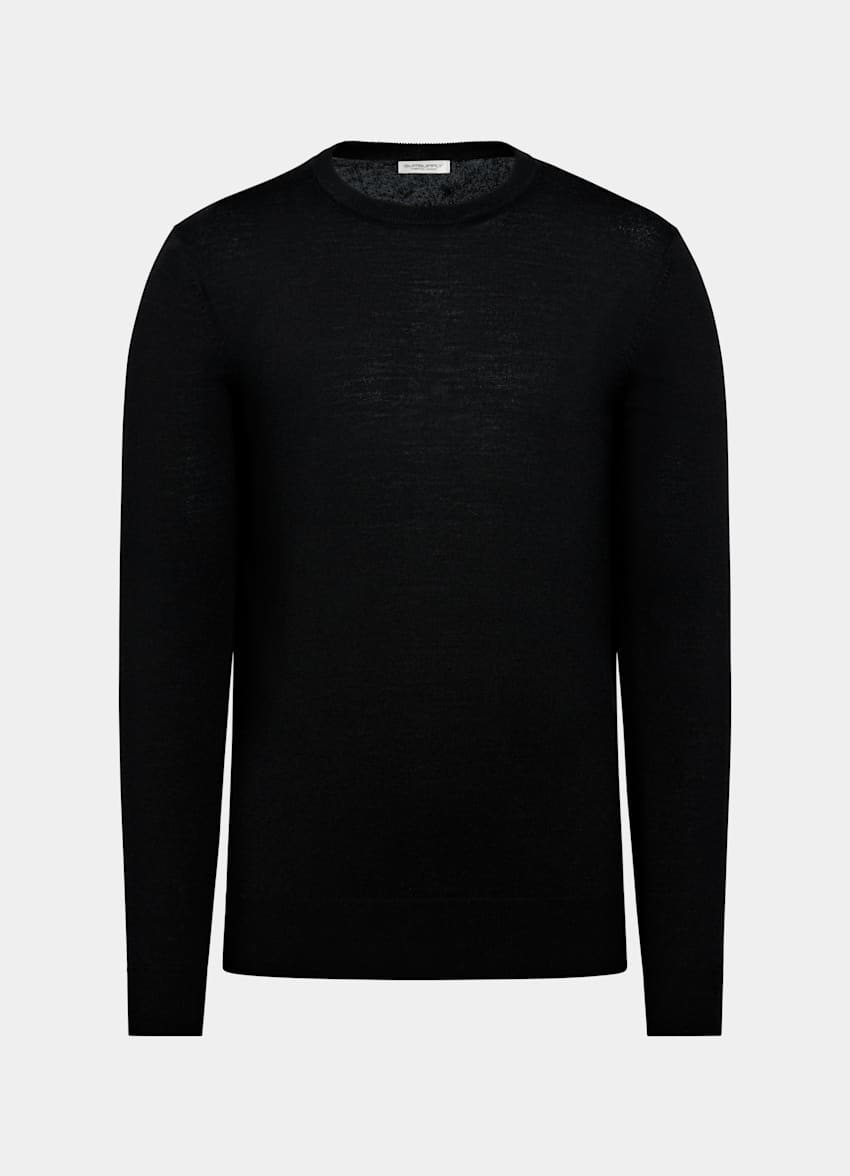 SUITSUPPLY Pure Wool Black Merino Crewneck