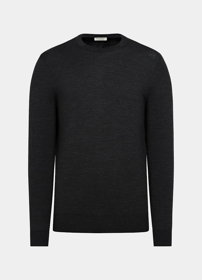 SUITSUPPLY Pure laine Pull col rond Merino gris fonc&eacute;