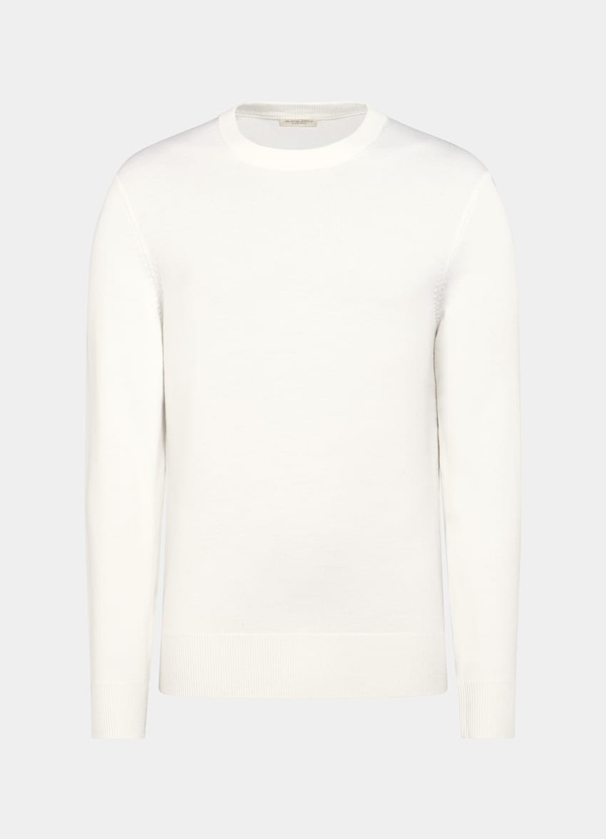SUITSUPPLY Pure Wool Off-White Merino Crewneck