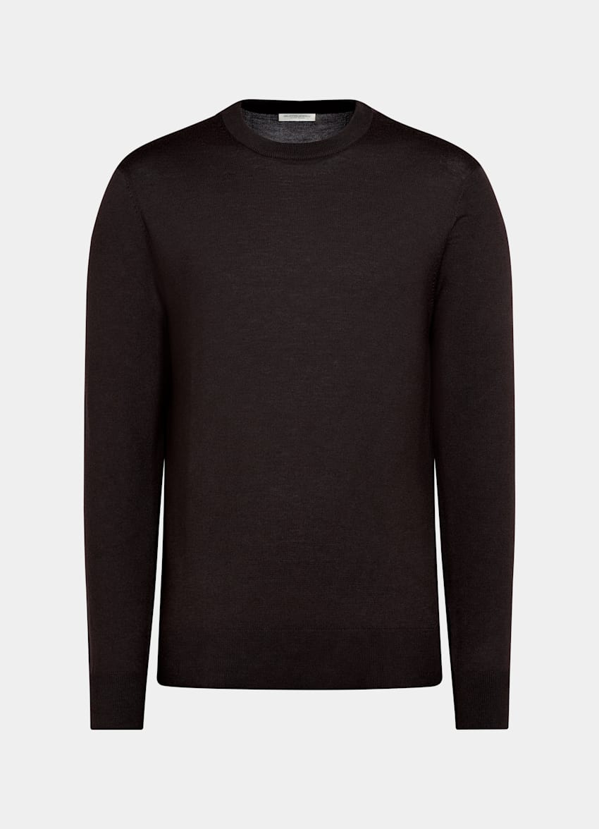 SUITSUPPLY Pure Wool Dark Purple Merino Crewneck