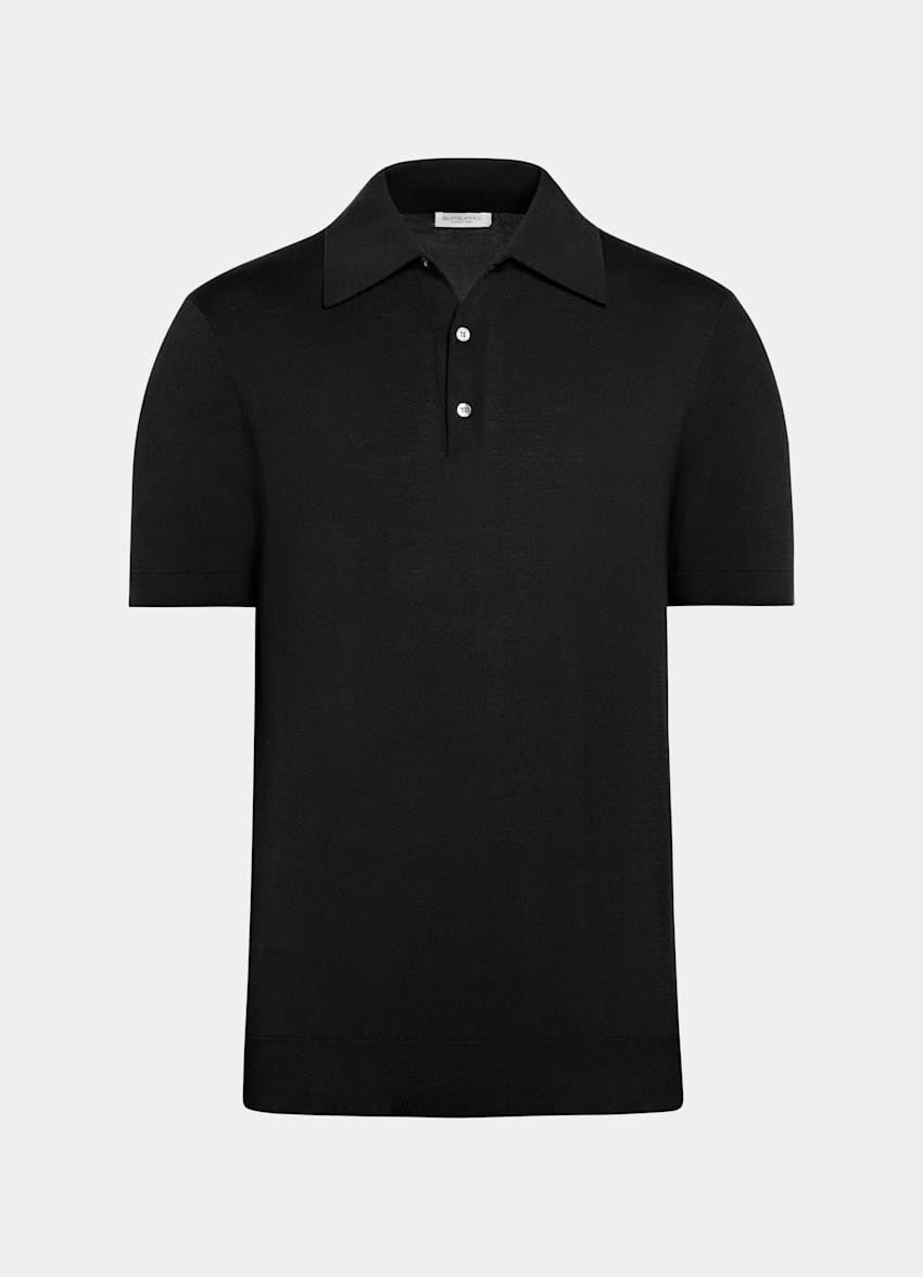 SUITSUPPLY Cotton Silk Black Polo