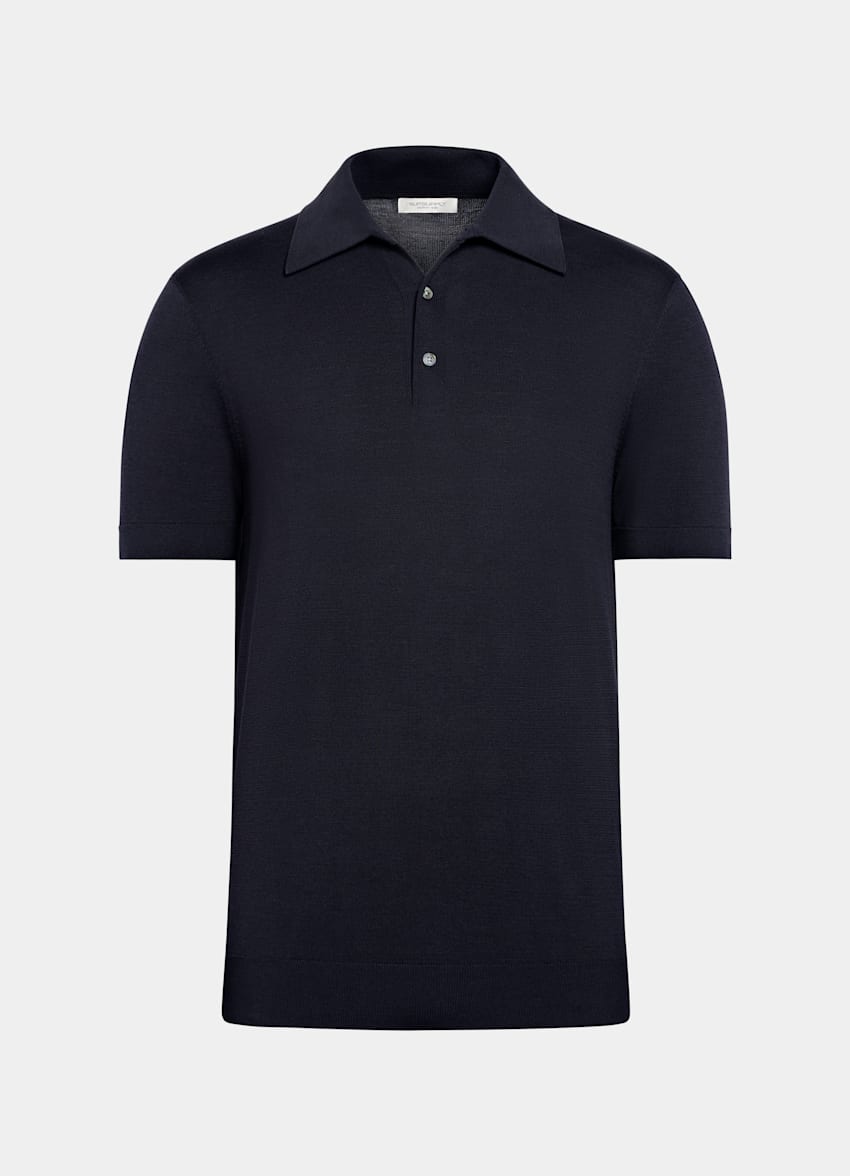 SUITSUPPLY Cotton Silk Navy Polo