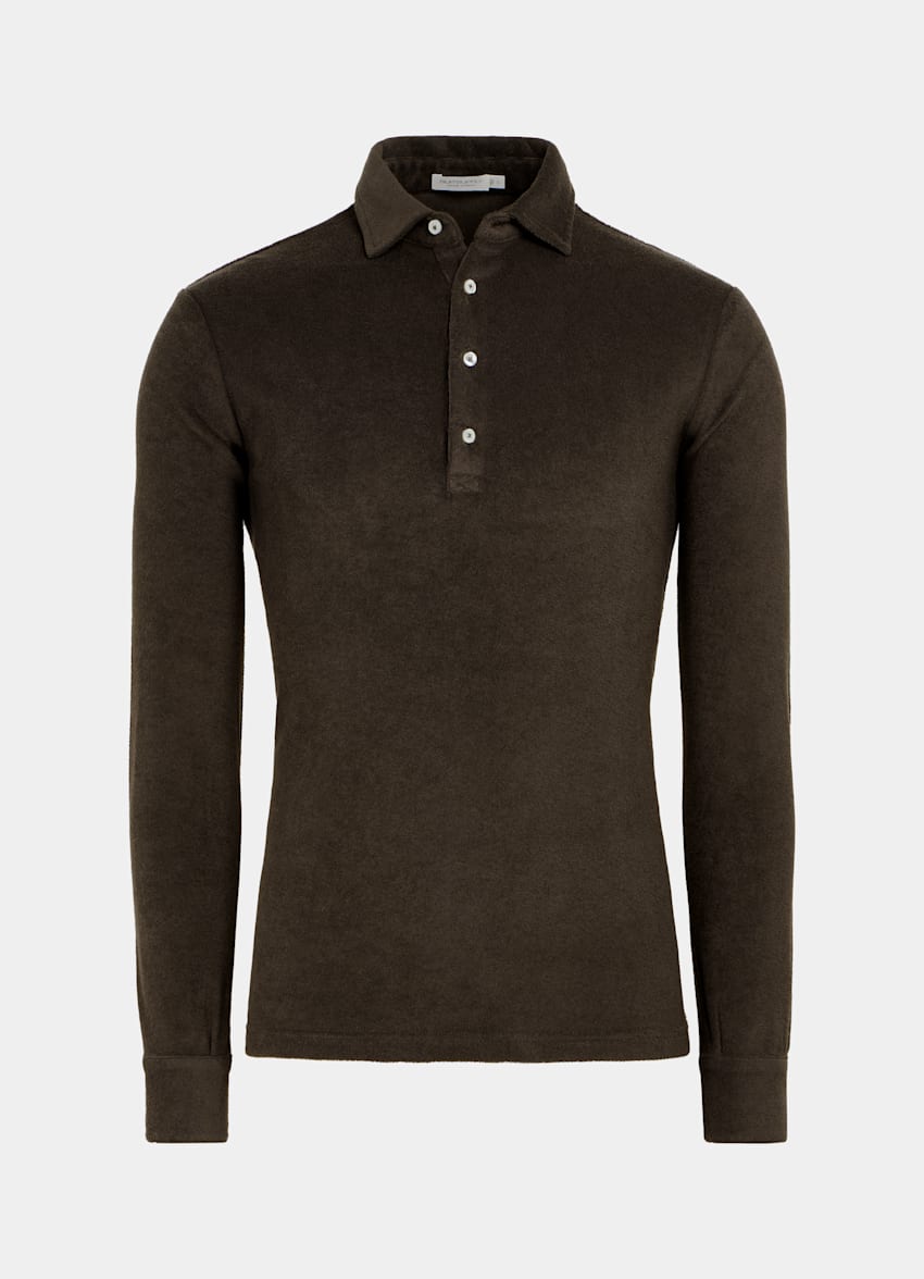 Brown polo long deals sleeve
