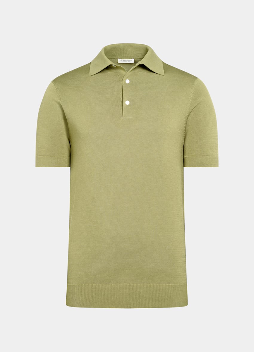 SUITSUPPLY Cotton Silk Mid Green Polo