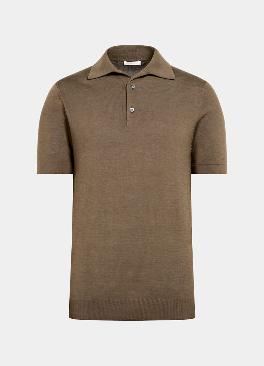 SUITSUPPLY Katoen-zijde Groen Poloshirt