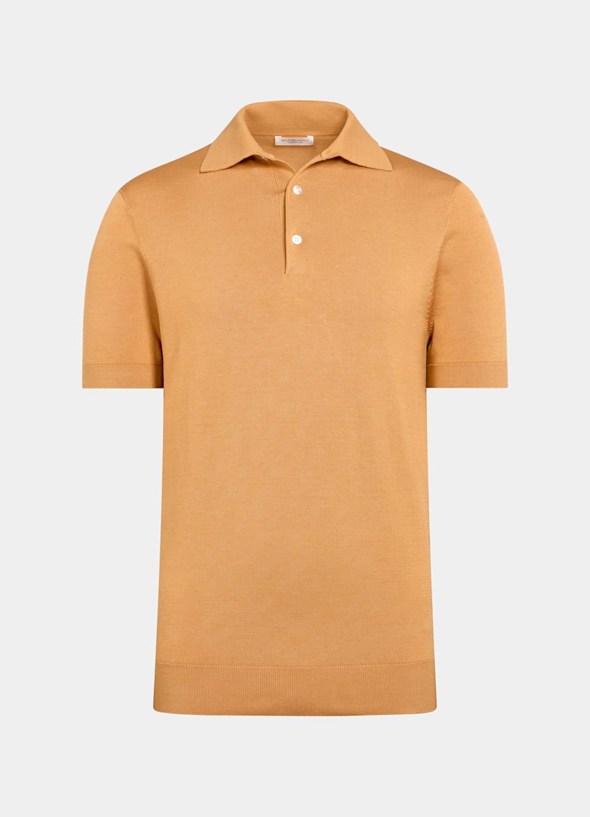 SUITSUPPLY Katoen-zijde Oranje Poloshirt