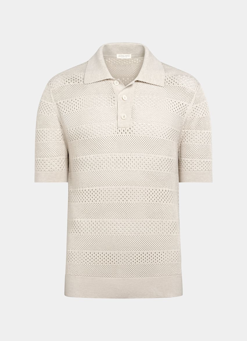SUITSUPPLY 면 실크 샌드 크로셰 폴로