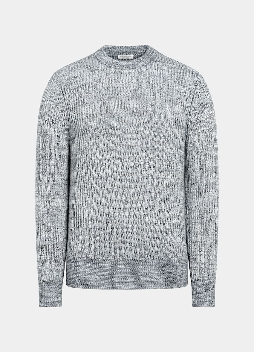 SUITSUPPLY Pure Cotton Light Blue Moulin&eacute; Crewneck
