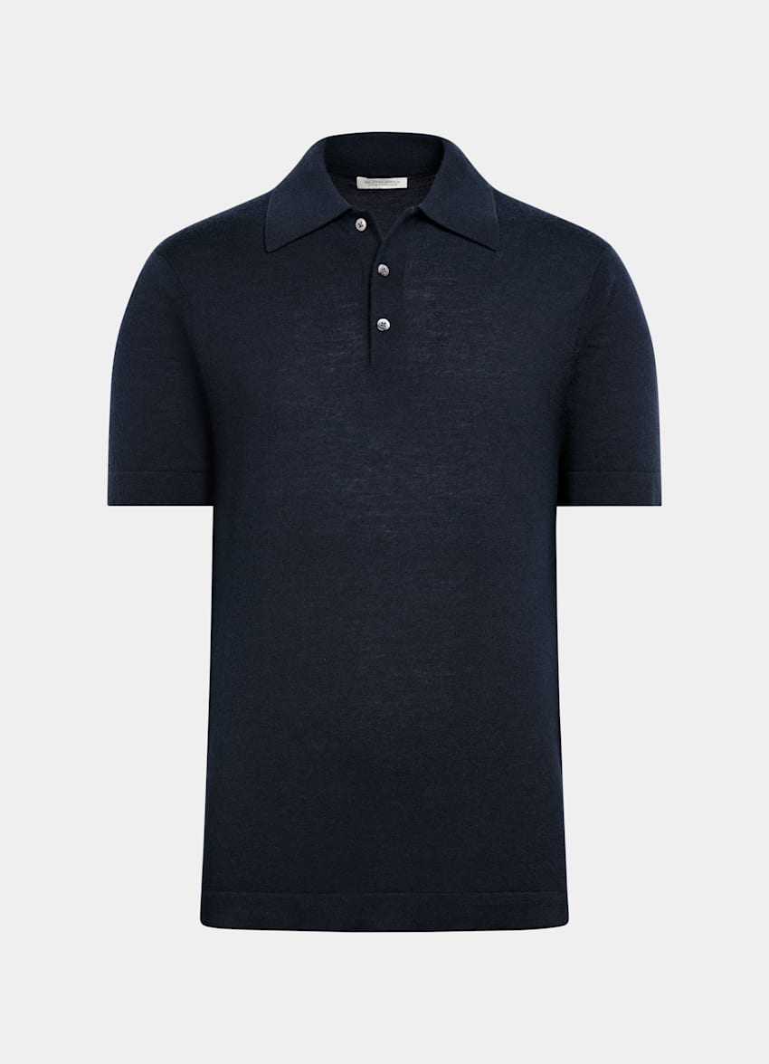 SUITSUPPLY Pure Cashmere Blue Polo