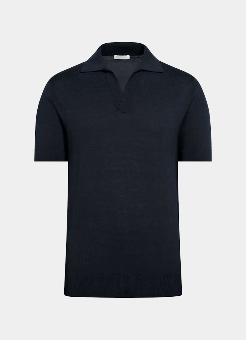 SUITSUPPLY Puur katoen Navy Buttonless Poloshirt