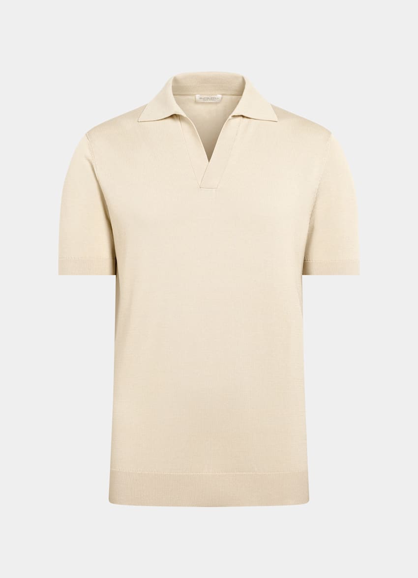 SUITSUPPLY Pur coton Polo sans boutons sable