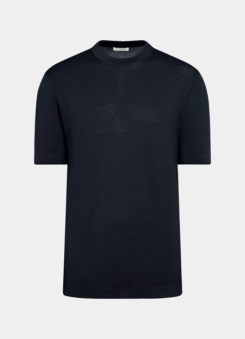 SUITSUPPLY Pure Cotton Navy Short Sleeve Crewneck