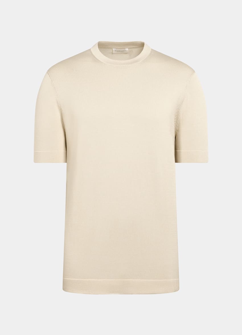 SUITSUPPLY Pure Cotton Sand Short Sleeve Crewneck