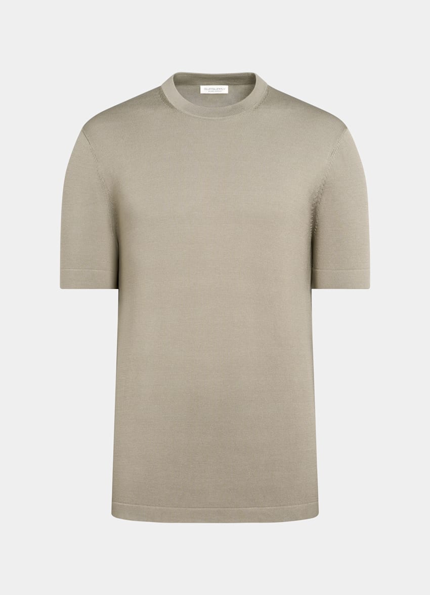 SUITSUPPLY Pure Cotton Green Short Sleeve Crewneck