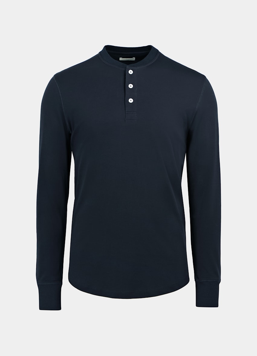 Navy Henley T-Shirt | Pima Cotton | Suitsupply Online Store