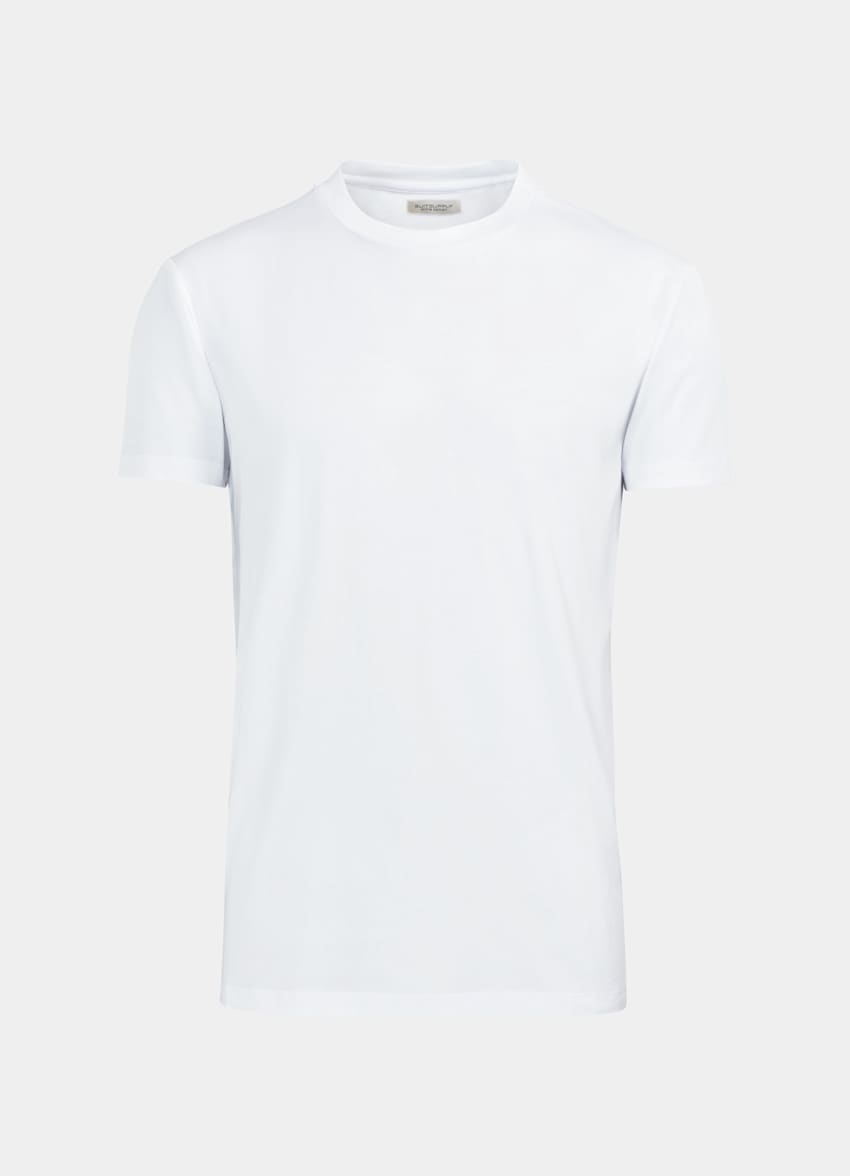 White Crewneck T-shirt | Pima Cotton | Suitsupply Online Store