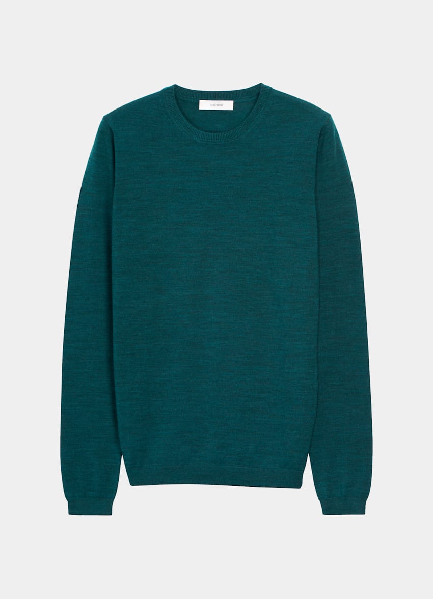 Ethan Teal Crew Neck | Pure Merino Wool | Suitsupply Online Store