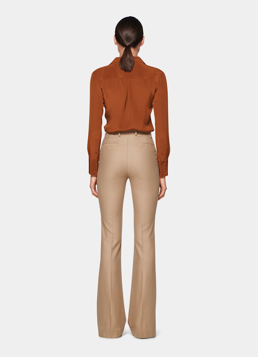 Camel Cable Knit Flare Pants
