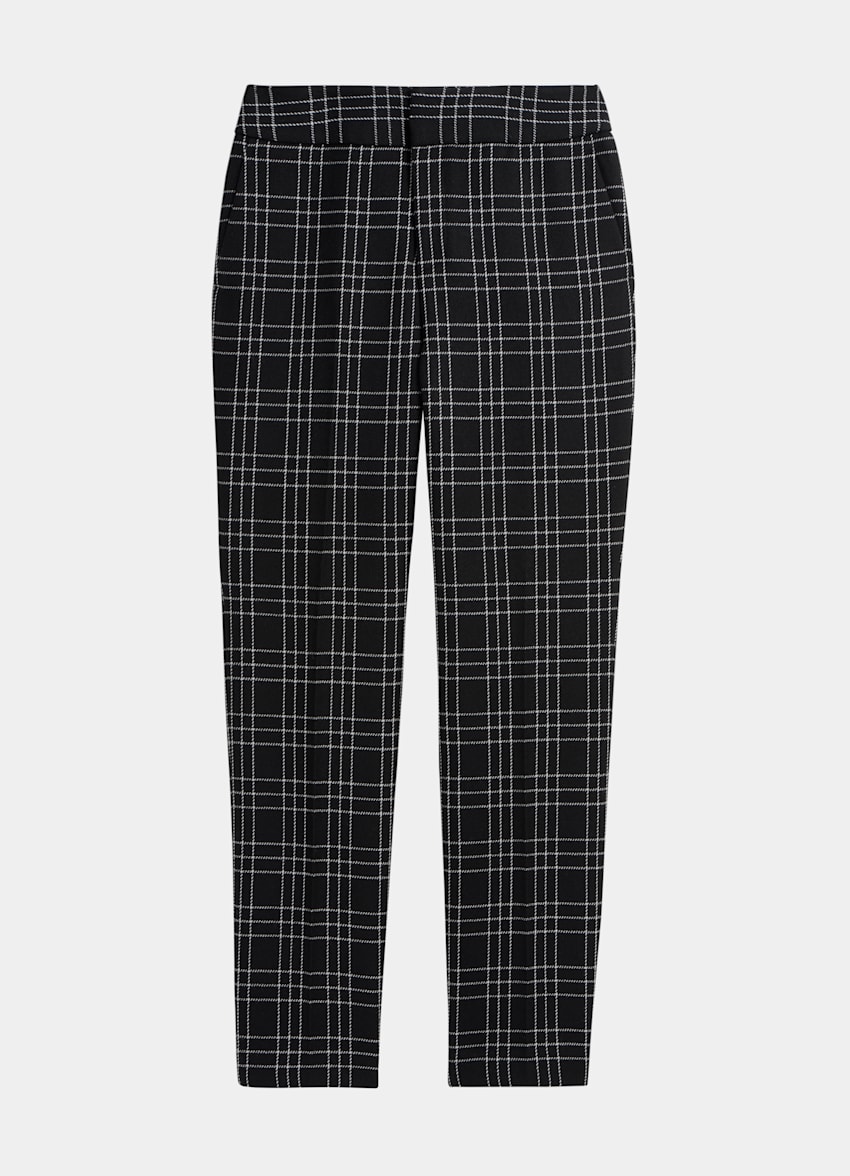 Black and white checked trousers clearance