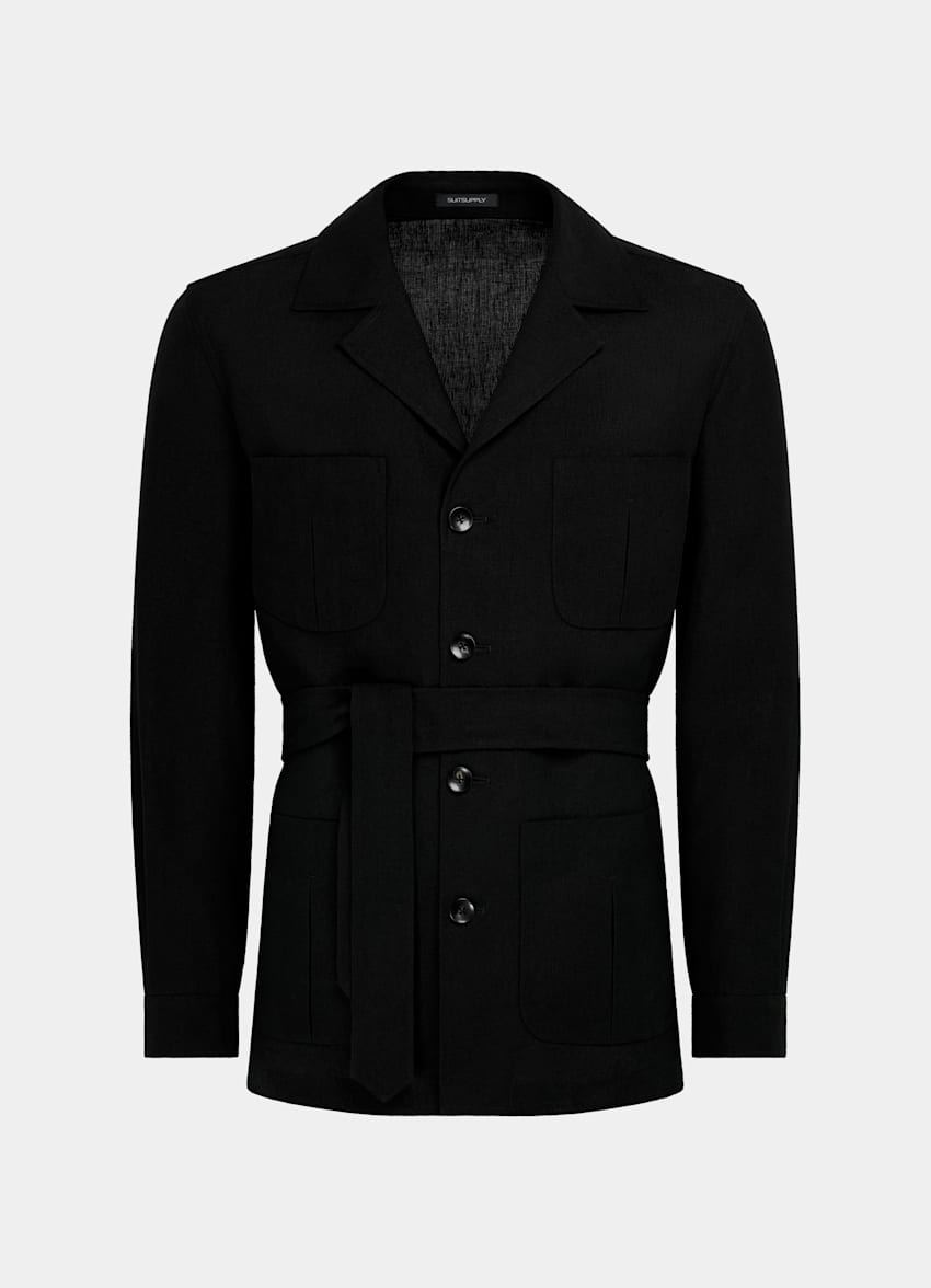 SUITSUPPLY 意大利 Rogna 生产的亚麻面料 黑色休闲套装