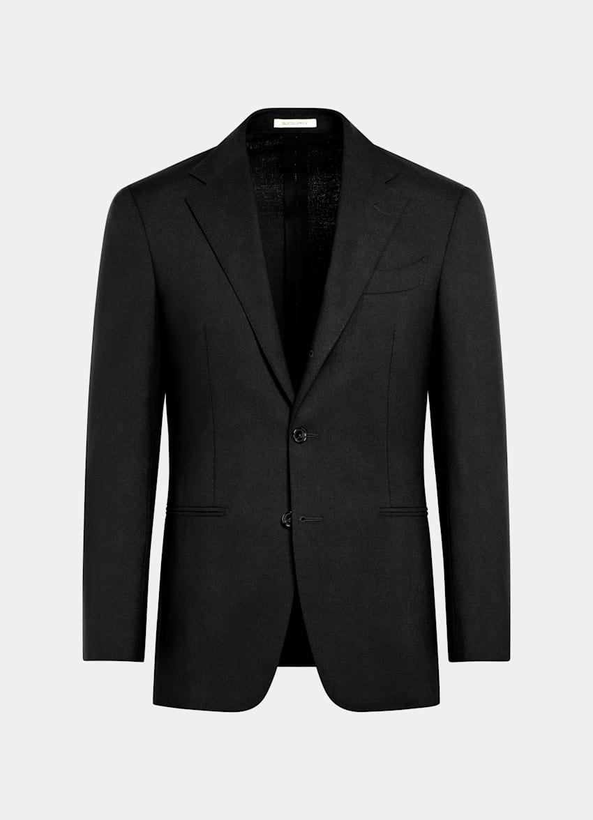 SUITSUPPLY All Season Wrinkle-Free 4-Ply Wool by Rogna, Italy Black Tailored Fit Havana Suit