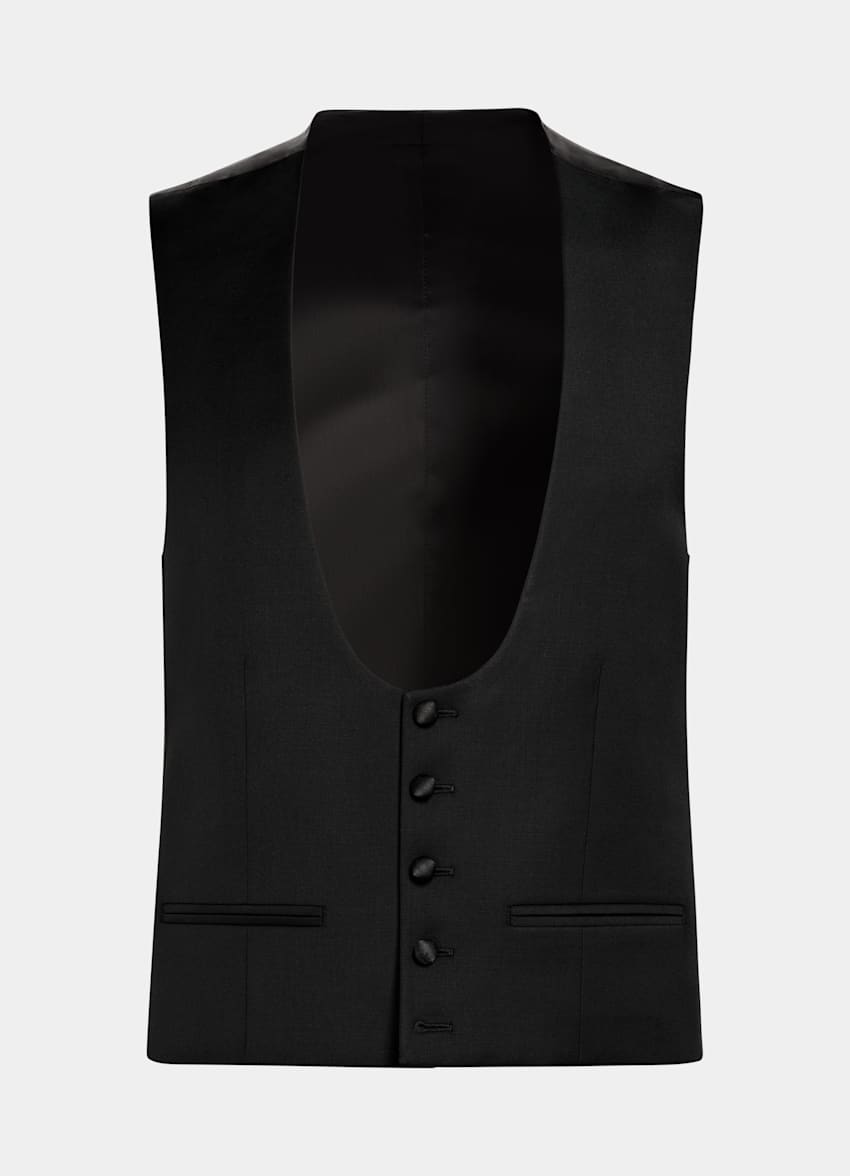 SUITSUPPLY All Season Pure S110's Wool by Vitale Barberis Canonico, Italy Black Three-Piece Tailored Fit Havana Tuxedo