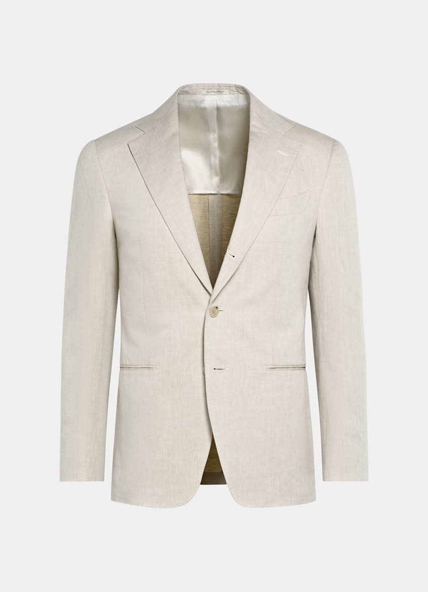 SUITSUPPLY Summer Linen Cotton by Di Sondrio, Italy Sand Tailored Fit Havana Suit